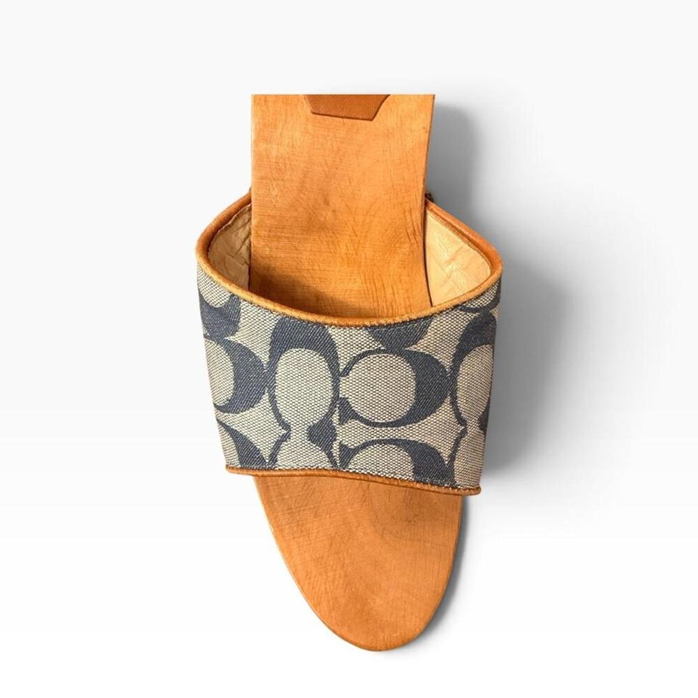 Vintage y2k Coach Brenda Blue Wood Clog Sandals - Picture 8 of 8